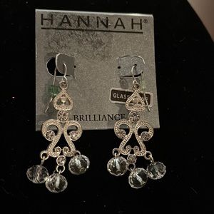 NWT Hannah silver earrings with glass stones